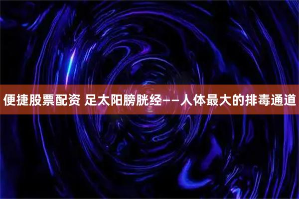 便捷股票配资 足太阳膀胱经——人体最大的排毒通道